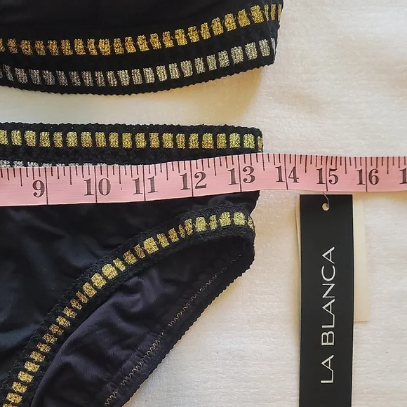 La Blanca Black Swimsuit with Gold Trim - Picture 3 of 13
